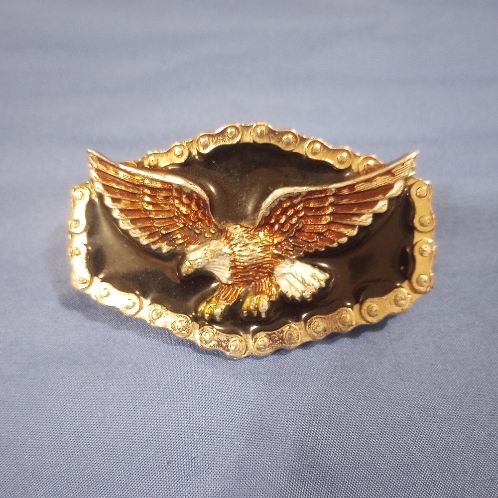 Vintage 1984 Enamel Eagle Belt Buckle The Great American Buckle Co USA